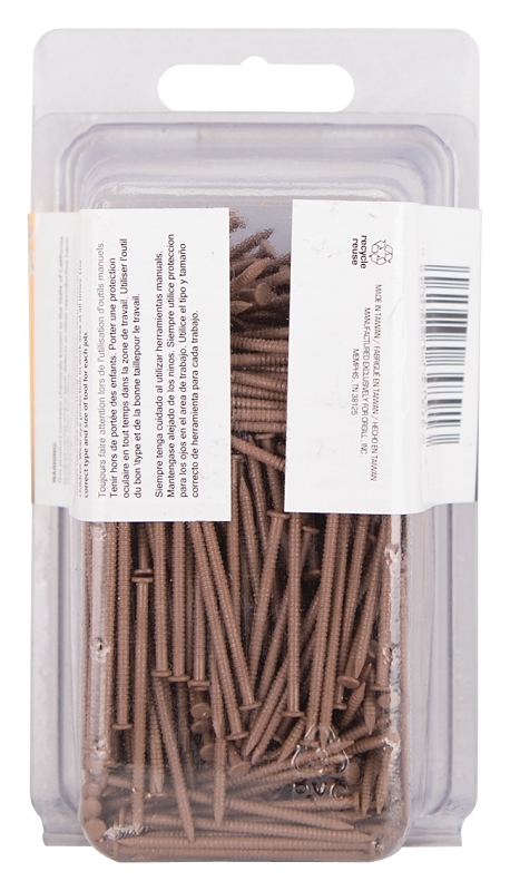 ProSource NTP-161-PS Panel Nail, 15D, 1-5/8 in L, Steel, Painted, Flat Head, Ring Shank, Brown