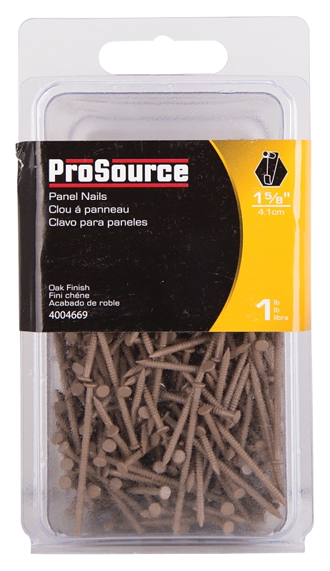 ProSource NTP-171-PS Panel Nail, 15D, 1-5/8 in L, Steel, Painted, Flat Head, Ring Shank, Oak