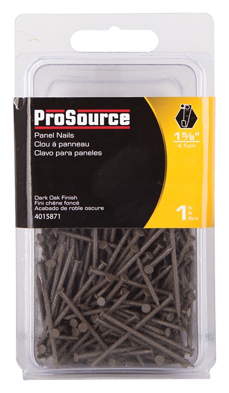 ProSource NTP-175-PS Panel Nail, 15D, 1-5/8 in L, Steel, Painted, Flat Head, Ring Shank, Dark Oak