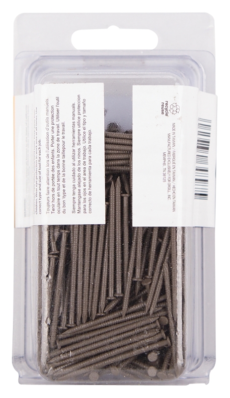ProSource NTP-175-PS Panel Nail, 15D, 1-5/8 in L, Steel, Painted, Flat Head, Ring Shank, Dark Oak