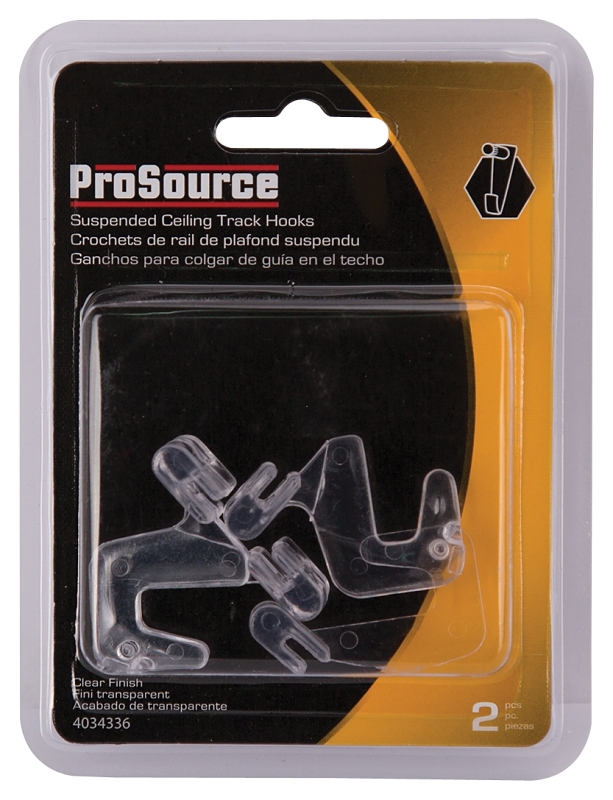 ProSource GB72733-PS Ceiling Track Hook, 1.5 in L, 0.35 in H, PVC, Clear, Wall Mount Mounting