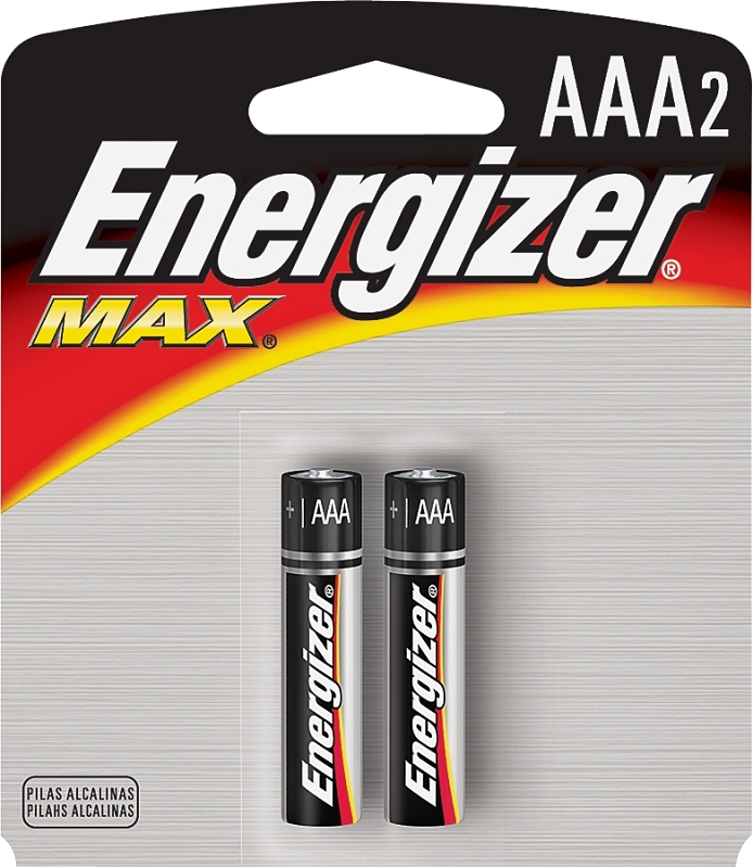 Energizer E92BP-2 Battery, 1.5 V Battery, 1250 mAh, AAA Battery, Alkaline, Manganese Dioxide, Zinc