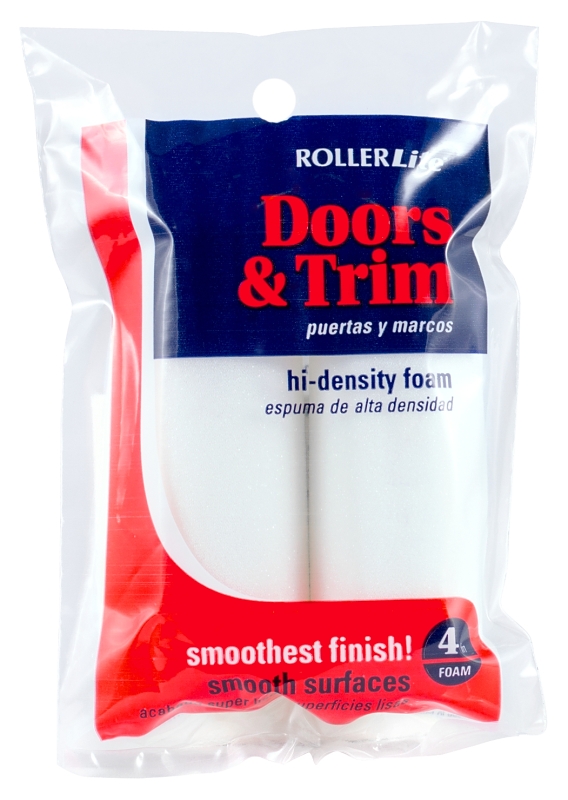 RollerLite 4FOAMQD Mini Roller Cover Refill, White, 4 in L, Foam Cover, 2/PK