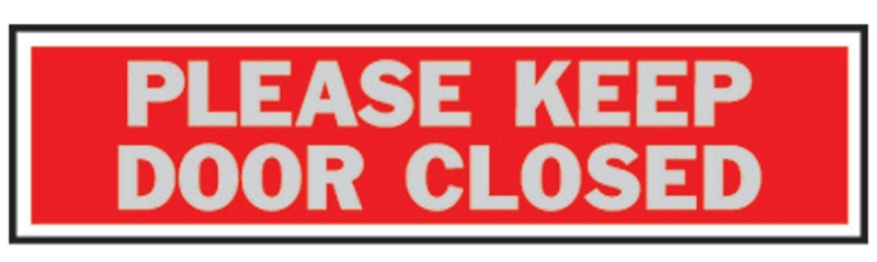 Hy-Ko 444 Princess Sign, Rectangular, PLEASE KEEP DOOR CLOSED, Silver Legend, Red Background, Aluminum