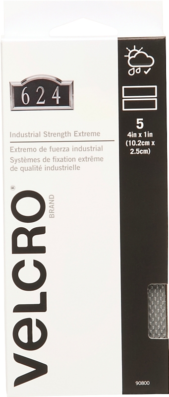 VELCRO Brand 90800 Fastener, 1 in W, 4 in L, Nylon, Titanium, Rubber Adhesive