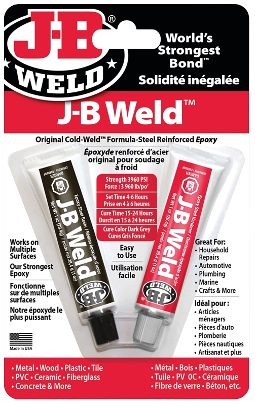 J-B Weld 8265SF Epoxy, Dark Gray, Solid, 2 oz Twin Tube, Compositions: Bisphenol-A-(Epichlorhydrin)