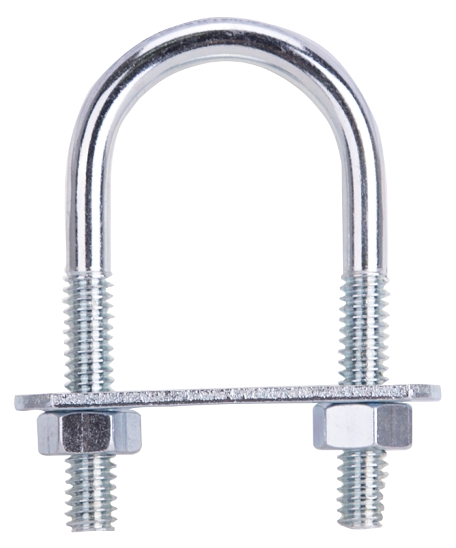 ProSource LR342 U-Bolt, 1/4 in Thread, 1-1/4 in L Thread, Steel, Zinc
