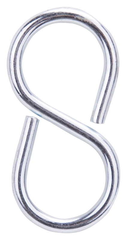 ProSource LR-374-PS S-Hook, 25 lb Working Load, 3.5 mm Dia Wire, Steel, Zinc