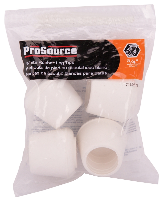 ProSource FE-50643-B Furniture Leg Tip, Round, Rubber, White, 3/4 in Dia, 0.76 in H