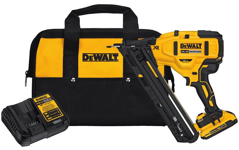 DEWALT DCN650D1 Nailer Kit, Battery Included, 20 V, 2 Ah, 110 Magazine, 34 deg Collation, 15 ga Nail, Nail Fastener