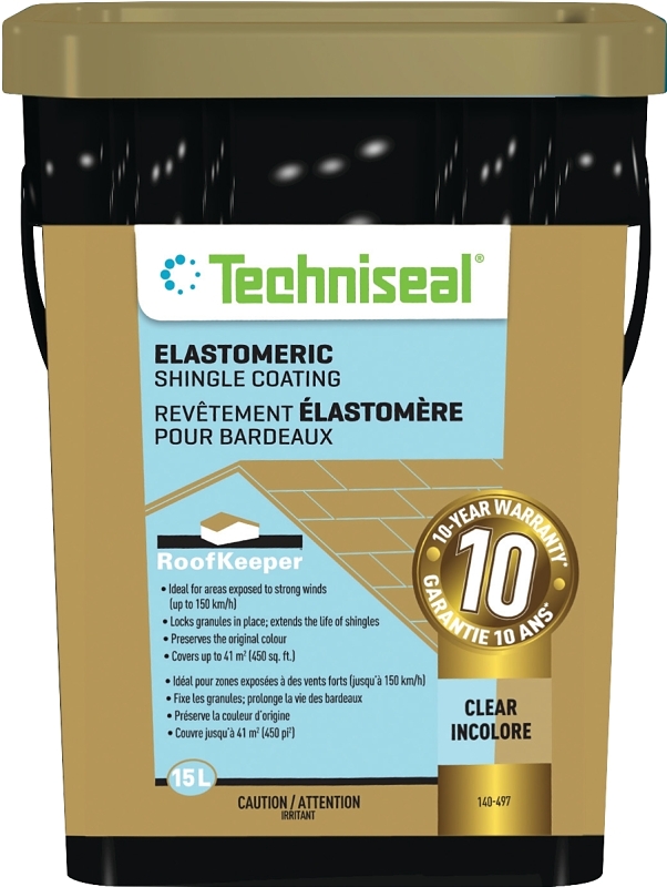Techniseal RoofKeeper Series 140-497 Elastomeric Protective Coating, Clear, 15 L