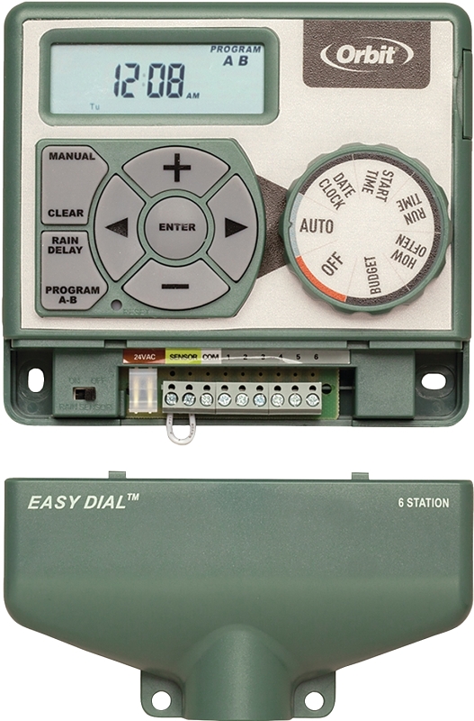 Orbit 57596 Indoor Sprinkler Timer, 120 V, 6 -Zone, 2 -Program, 1 to 99 min Cycle, LCD Display