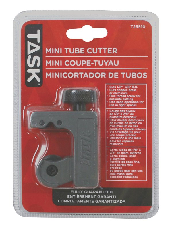 Task T25510 Mini Tube Cutter, 7/8 in Max Pipe/Tube Dia, 1/8 in Mini Pipe/Tube Dia, Carbon Steel Blade