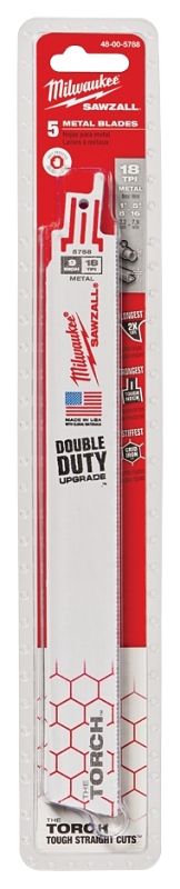 Milwaukee 48-00-5788 Reciprocating Saw Blade, 1 in W, 9 in L, 18 TPI