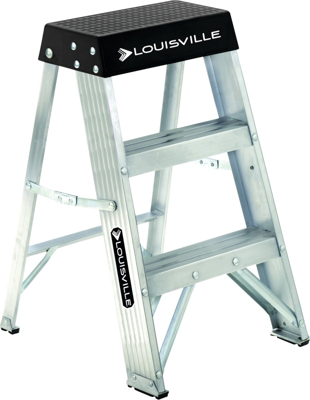 Louisville AS3002 Step Ladder, 105 in Max Reach H, 1-Step, 300 lb, Type IA Duty Rating, 3 in D Step, Aluminum