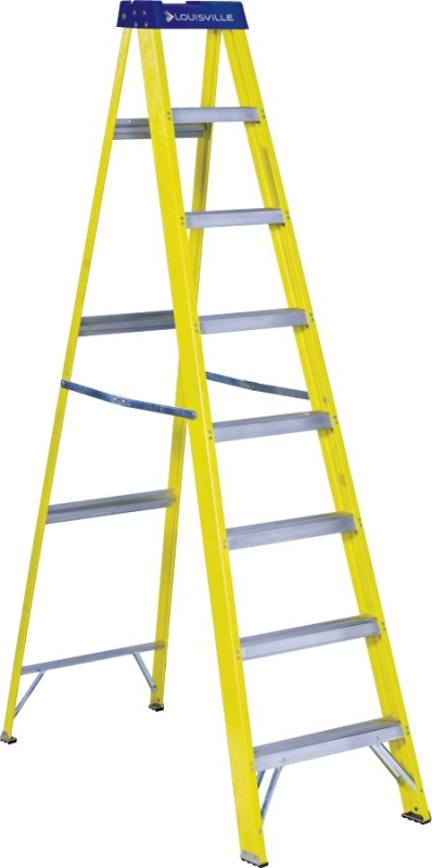 Louisville FS2008 Step Ladder, 147 in Max Reach H, 7-Step, 250 lb, Type I Duty Rating, 3 in D Step, Fiberglass