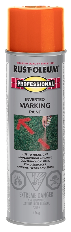 Rust-Oleum N2358838 Inverted Marking Spray Paint, Matte, Orange/Red, 426 g, Can