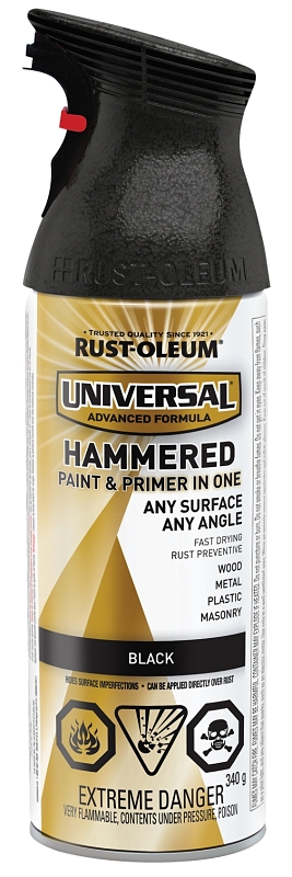 Rust-Oleum 246443 Hammered Spray Paint, 340 g Can, Oil Base, Hammered Gloss, Black