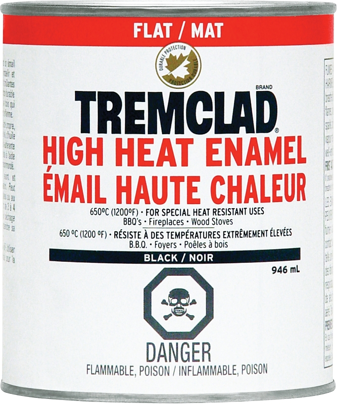 RUST-OLEUM TREMCLAD 254898 Enamel Paint, Flat, Black, 946 mL Can