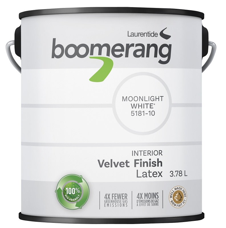 Boomerang 5181 Series 5181-10L19 Interior Paint, Velvet, Moonlight, 3.78 L, 40 sq-m Coverage Area
