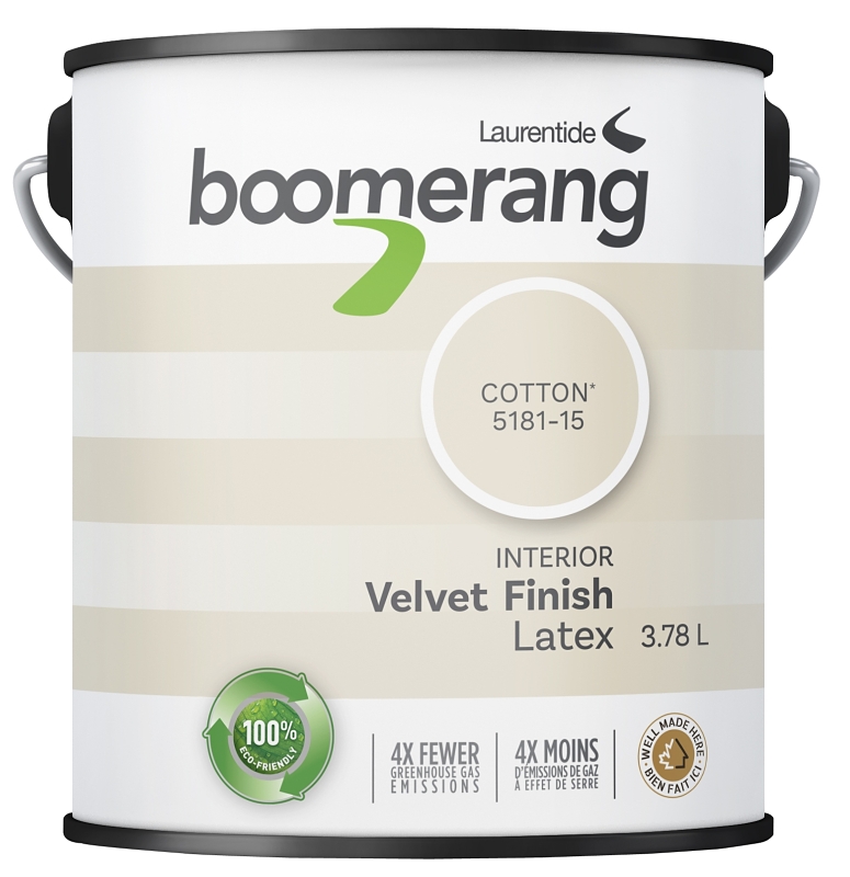 Boomerang 5181 Series 5181-15L19 Interior Paint, Velvet, Cotton, 3.78 L, 40 sq-m Coverage Area