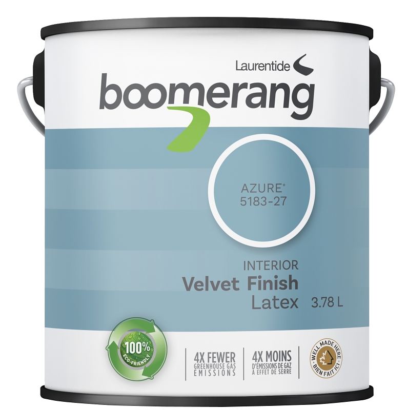 Boomerang 5183 Series 5183-27L19 Interior Paint, Velvet, Azure, 1 gal, 40 sq-m Coverage Area