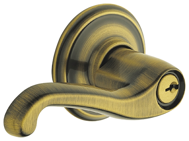Schlage F Series F51A FLA 609 Entry Lever, Mechanical Lock, Antique Brass, Metal, Residential, 2 Grade