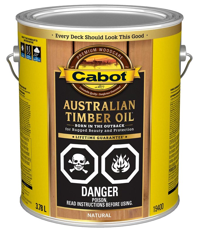 Cabot 142.0019400.007 Water Reducible Australian Timber Oil, 3.78 l, Can, Liquid, Natural, 250 - 350 sq-ft/gal