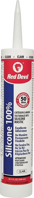 Red Devil 00113CA Silicone Sealant Caulk, Clear, 9 oz Cartridge