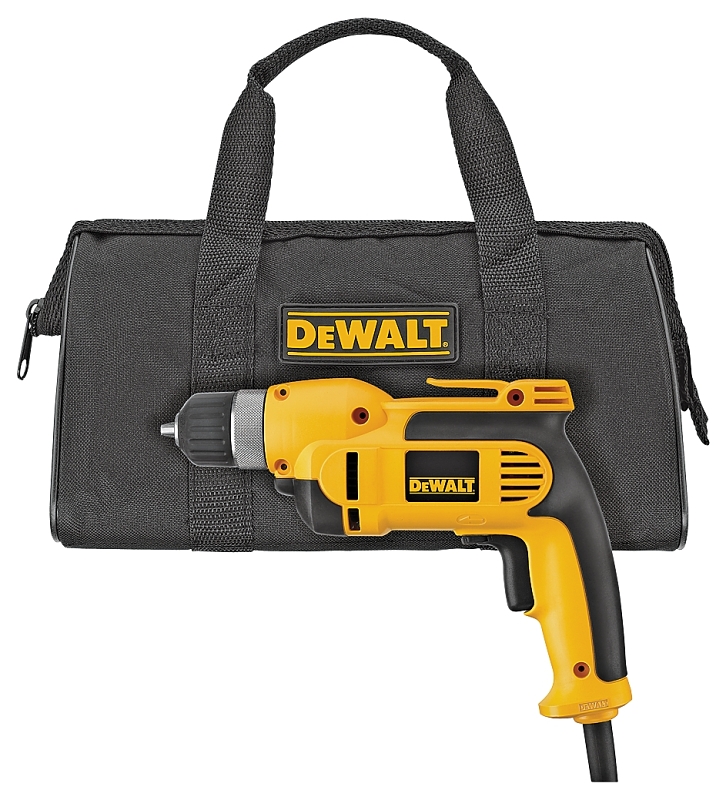 DEWALT DWD110K Drill Kit with Keyless Chuck, 8 A, 3/8 in Chuck, Keyless Chuck, 8 ft L Cord, Includes: Kit Bag