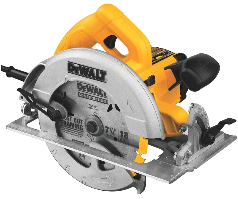 DeWALT DWE575 Circular Saw, 15 A, 7-1/4 in Dia Blade, 5/8 in Arbor, 2 in at 45 deg, 2.55 in at 90 deg D Cutting