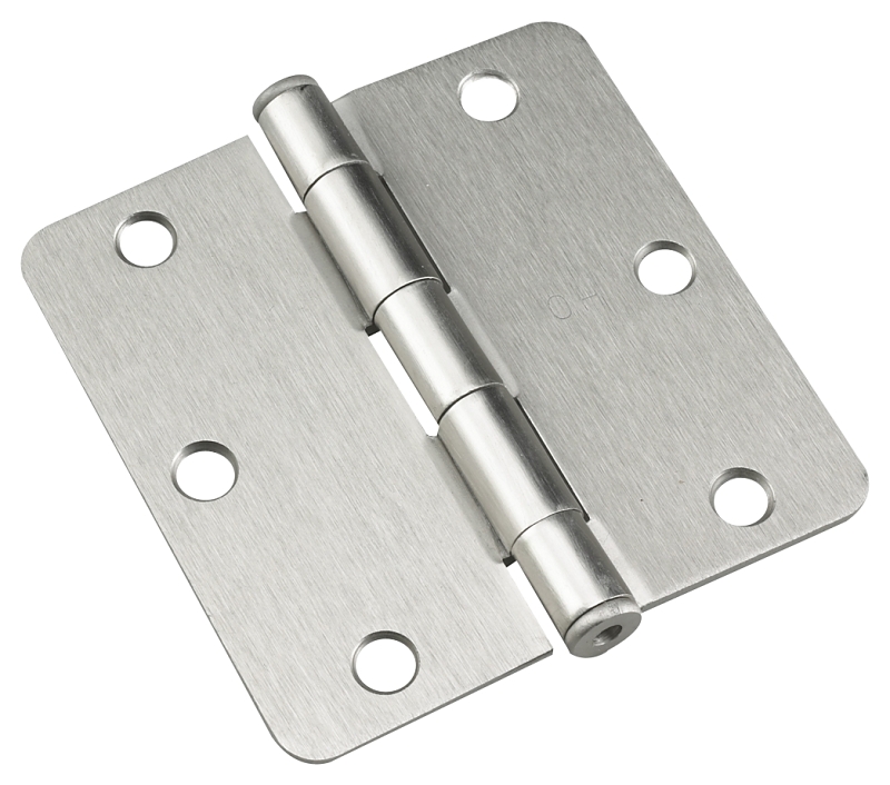 Onward 2821NBB Butt Hinge, 1/4 in Corner Radius, 3-1/2 in H Frame Leaf, 3/32 in Thick Frame Leaf, Steel, Brushed Nickel