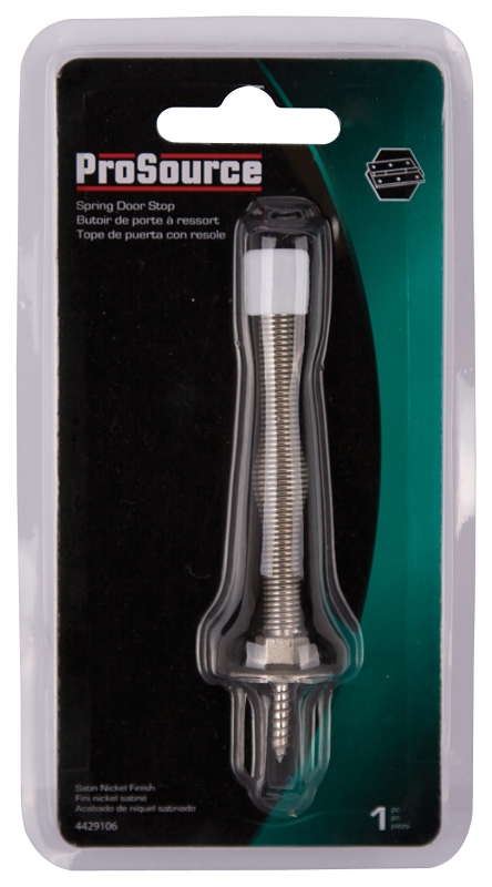 ProSource H61-Z013C-PS Light-Duty Door Stop, 3/4 in Dia Base, 3 in Projection, Plastic & Steel, Satin Nickel