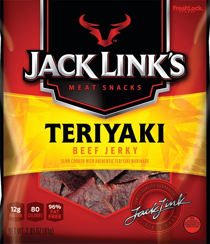 Jack Link's 10000008447 Snack, Jerky, Teriyaki, 2.85 oz, Beef, Citric Acid, Flavorings