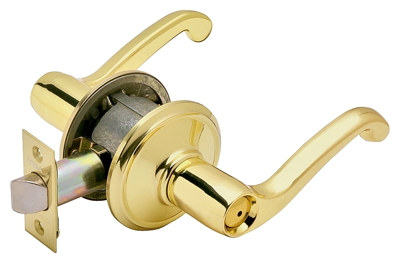 Schlage F Series F40V FLA 605 Privacy Lever, Mechanical Lock, Bright Brass, Metal, 2 Grade, Residential