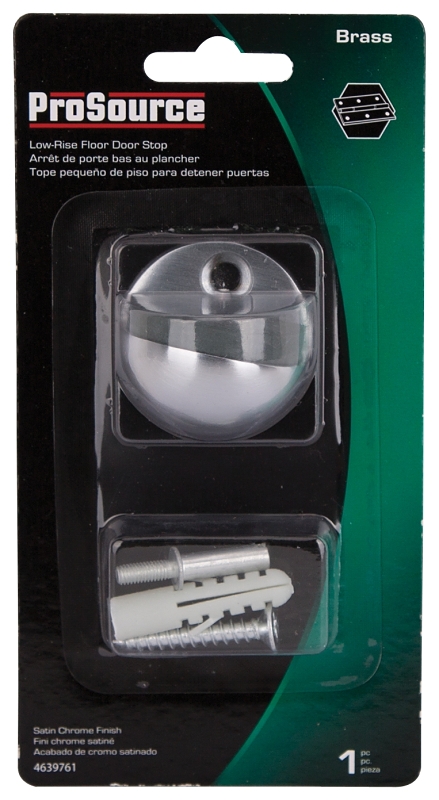 ProSource HR2006SC-PS Door Stop, 1-3/4 in Dia Base, 1-3/4 in Dia Base x 1-5/64 in H Projection, Brass