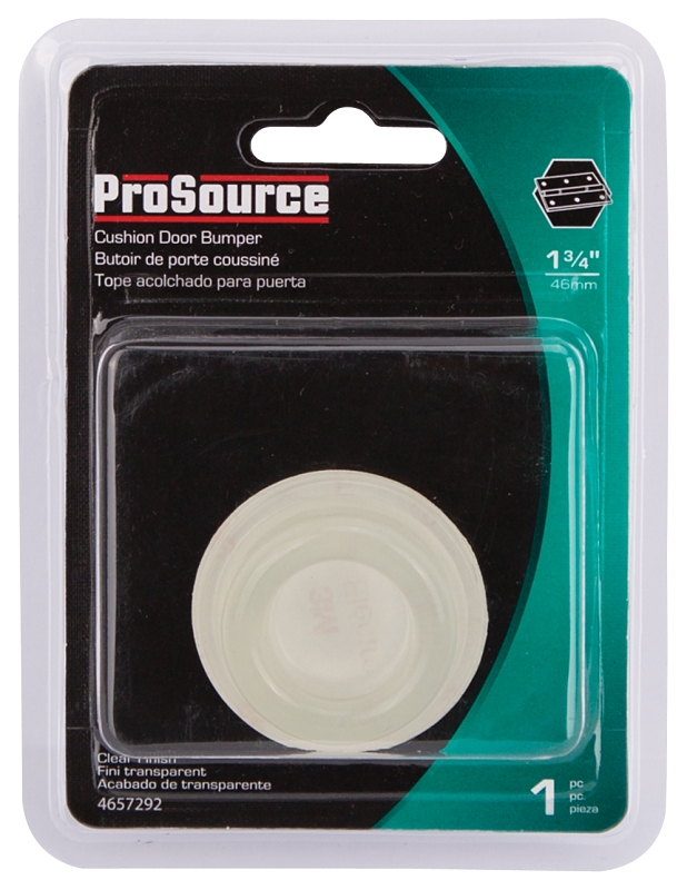 ProSource FE-S716-PS Door Stop, 1-3/4 in Dia Base, 1-3/4 in Dia x 5/8 in H Projection, Polyurethane (PU), Clear