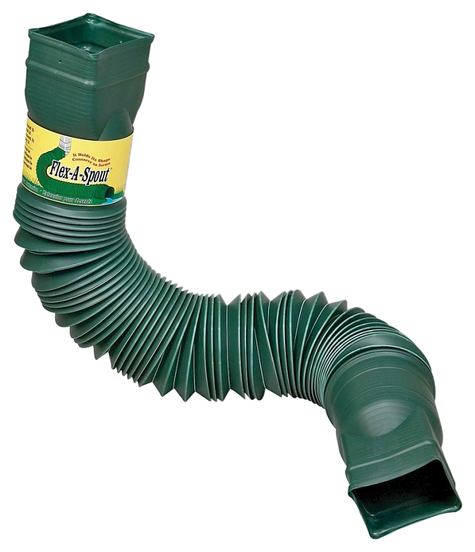 Amerimax Flex-A-Spout Series 85511 Downspout Extension, 22 to 55 in L Extended, Vinyl, Green