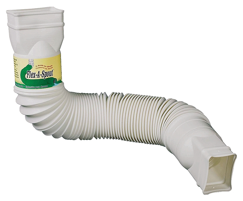 Amerimax Flex-A-Spout Series 85510 Downspout Extension, 22 to 55 in L Extended, White