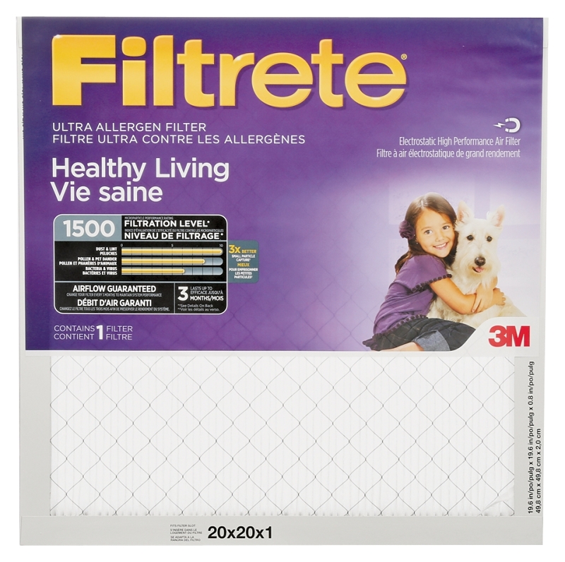 Filtrete 2002DC-6 Air Filter, Electrostatic, Pleated, Ultra Allergen Reduction, 1 in Thick, 20 in L, 20 in W, 11 MERV