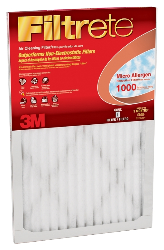 Filtrete 9801DC-6 Air Filter, Pleated, 1 in Thick, 25 in L, 16 in W, 11 MERV, 1000 um MPR