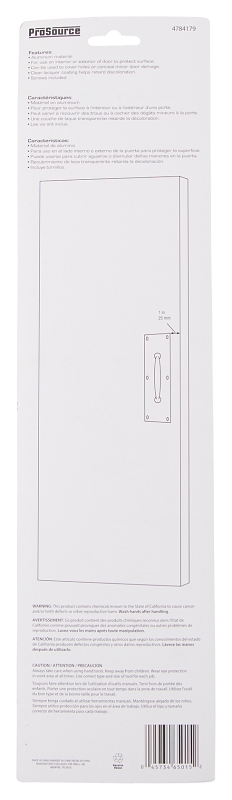 ProSource 32239BBB-PS Door Pull Plate, 3-1/2 in W, 15 in D, 1-5/8 in H, Aluminum, Brass