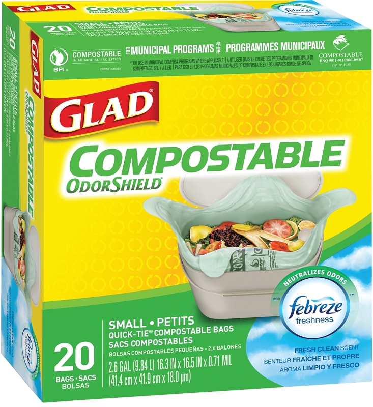 Glad Easy-Tie 78162FRM2 Compostable Bag, S, 9.8 L, Polyester, Tan
