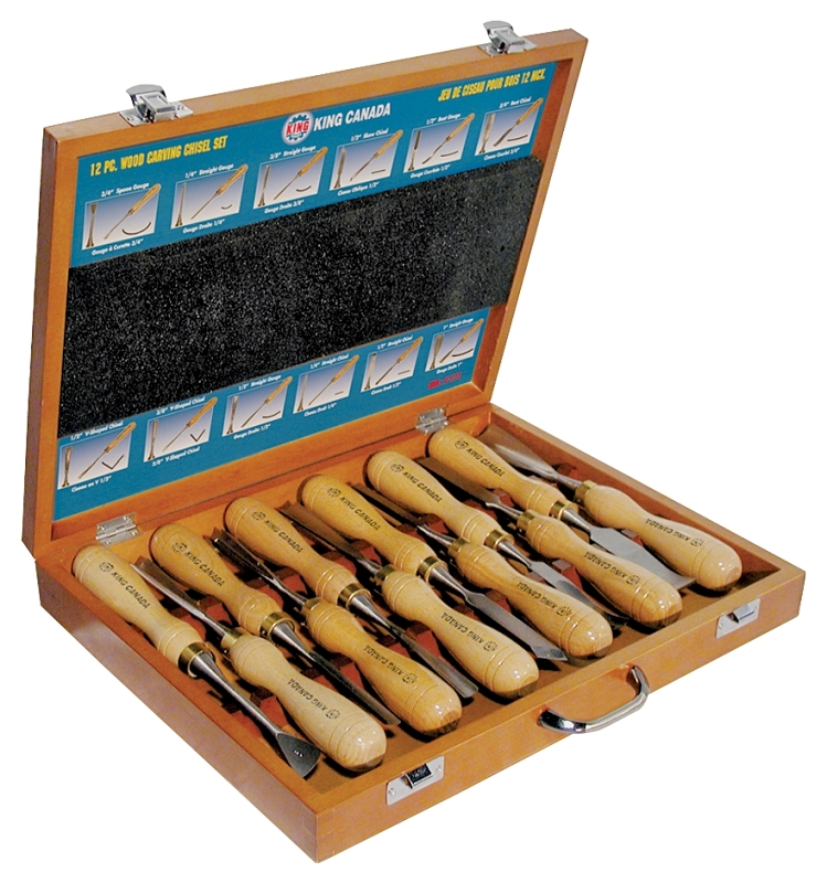 King Canada Tools Series K-1212 Wood Carving Chisel Set, 12-Piece, HCS