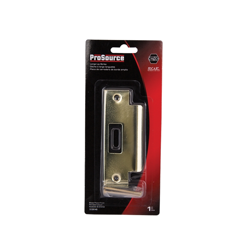 ProSource HSH-006-PS Strike Plate, 4-7/8 in L, 2 in W, Steel, Brass