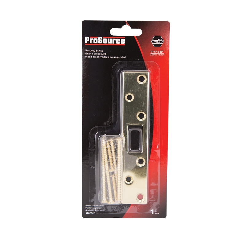 ProSource HSH-004-PS Security Door Latch Strike, Steel, Brass, 6 in H, 1-1/8 in W