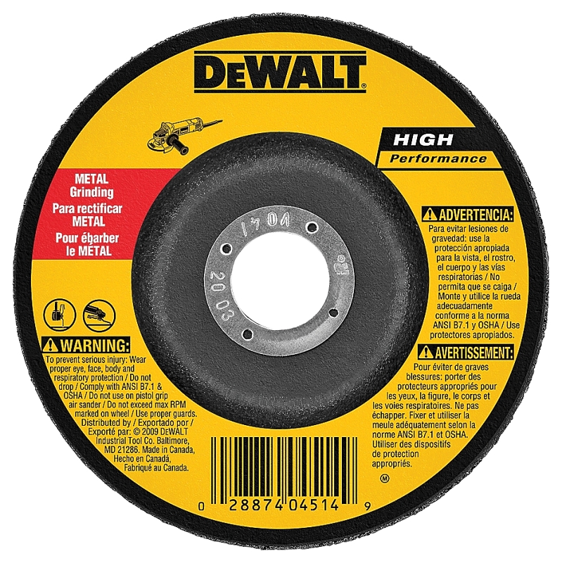DEWALT DW4619 Grinding Wheel, 5 in Dia, 7/8 in Arbor