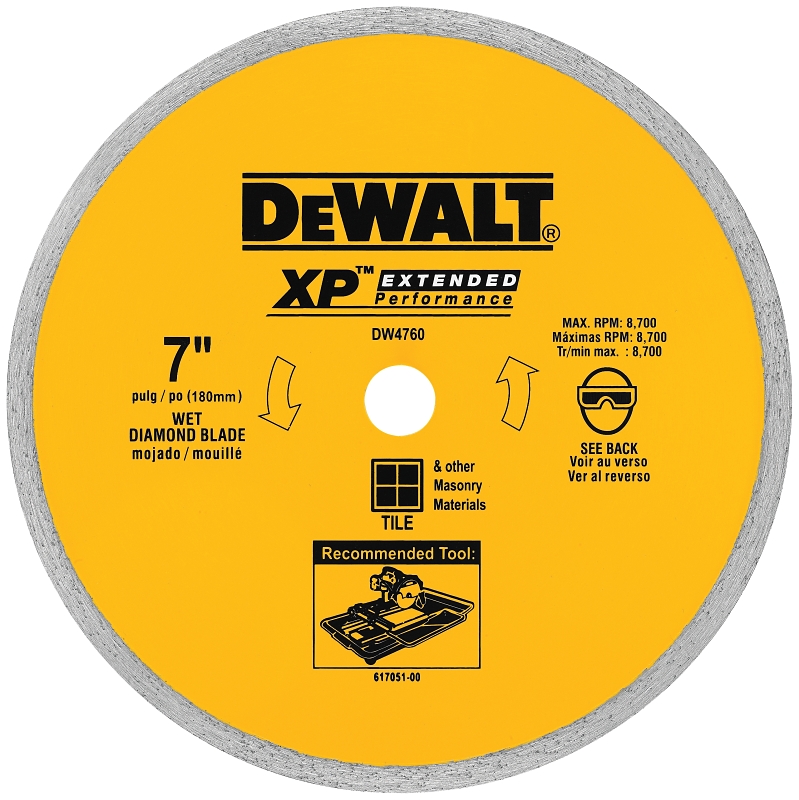 DEWALT DW4760 Saw Blade, 7 in Dia, 5/8 in Arbor, Segmented Rim