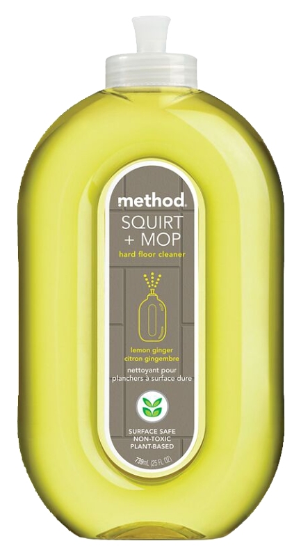 method Squirt + Mop 563 Hard Floor Cleaner, 25 oz Bottle, Liquid, Lemon Ginger, Yellow