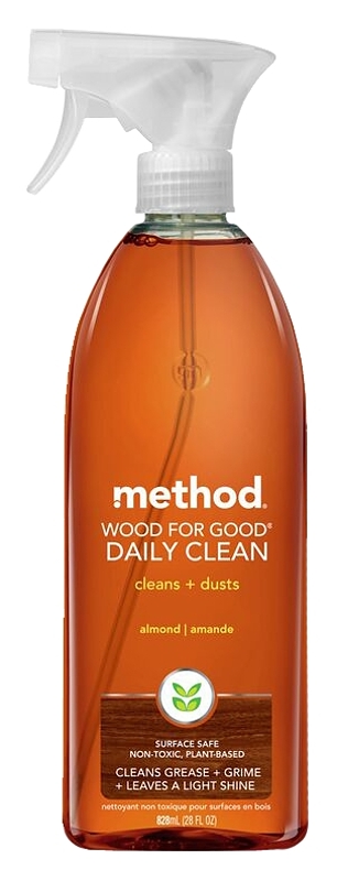 method Wood for Good 1182 Daily Wood Cleaner, 28 oz Bottle, Liquid, Almond, Translucent Amber